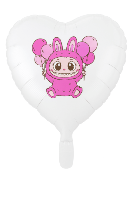 Balon inima alb personalizabil Labubu baloane 24 cm [1]