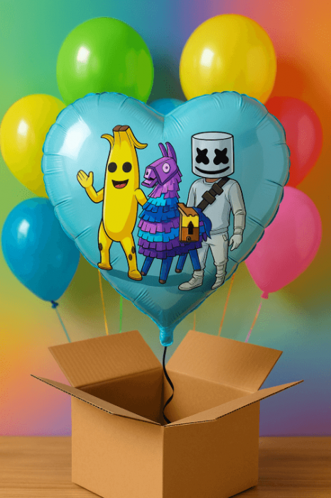 Balon inima albastru personalizabil Fortnite 45 cm [1]