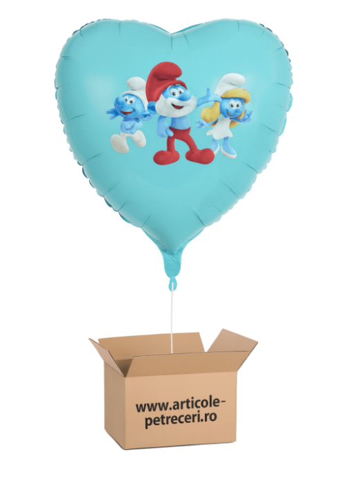 Balon inima albastru personalizabil Strumfi 45 cm [1]