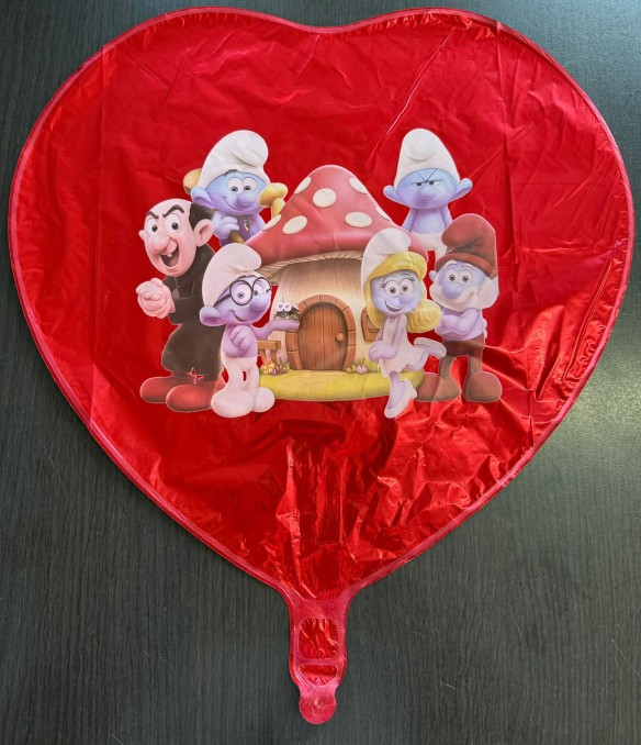 Balon inima rosu personalizabil Strumfi 45 cm [2]