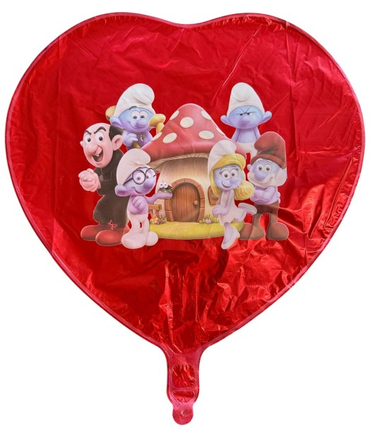 Balon inima rosu personalizabil Strumfi 45 cm [1]