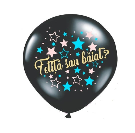Balon jumbo cu confetii fetita sau baiat stelute 90 cm