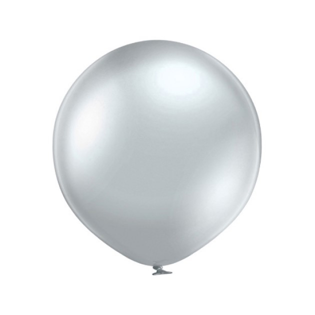 Balon latex jumbo argintiu chrome 61 cm