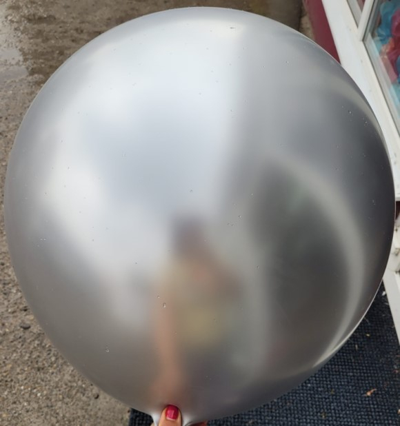Balon latex jumbo argintiu chrome 61 cm [3]