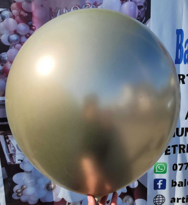 Balon latex jumbo auriu chrome 61 cm [3]