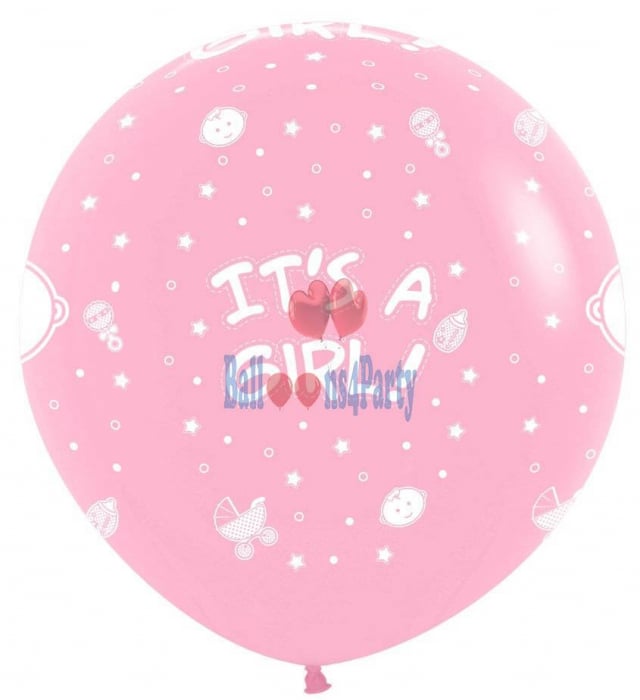 Balon latex jumbo imprimat It's a Girl roz 91cm [1]