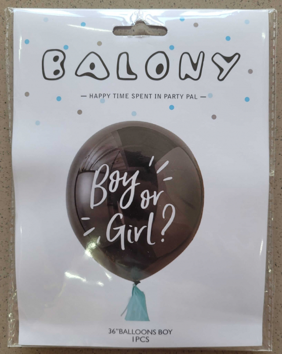 Balon negru 90 cm dezvaluire Boy or Girl confetti albastre [5]