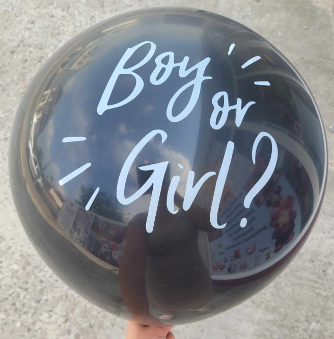 Balon negru 90 cm dezvaluire Boy or Girl confetti roz [3]