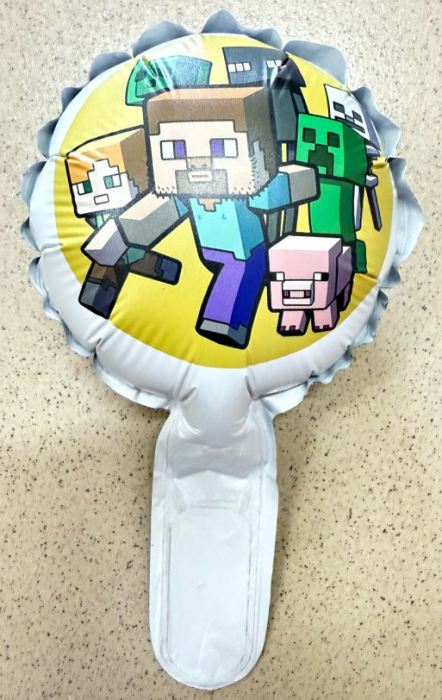 Balon rotund alb personalizabil Minecraft tort 12 cm [2]