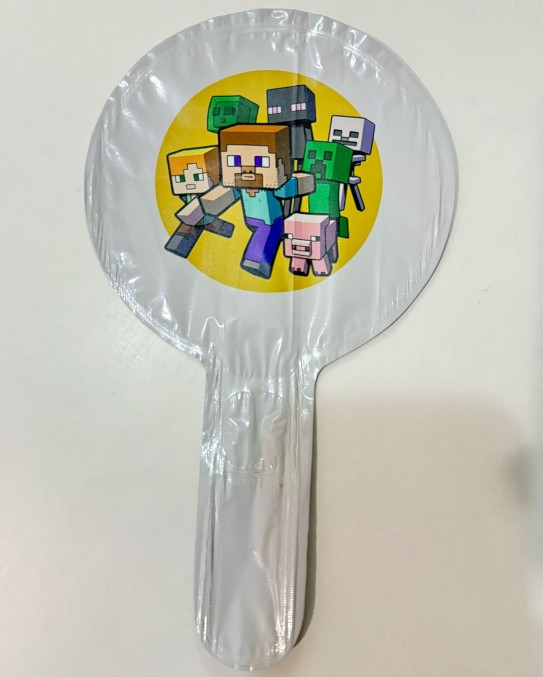 Balon rotund alb personalizabil Minecraft tort 12 cm [4]