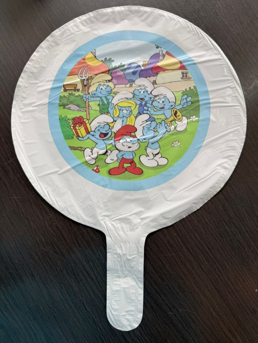 Balon rotund alb personalizabil Strumfi 24 cm [2]