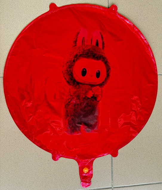 Balon rotund rosu personalizabil Labubu 45 cm [2]