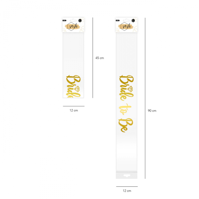 Banderola alba cu Bride to be auriu 160 x 10 cm [4]