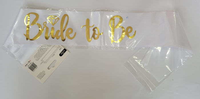 Banderola alba cu Bride to be auriu 160 x 10 cm [3]