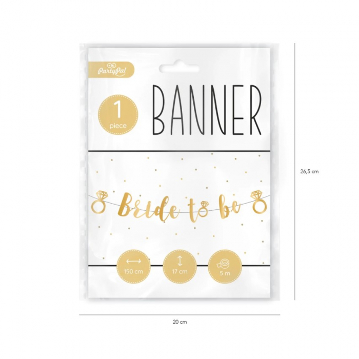 Banner carton Bride to be auriu 150 cm [3]