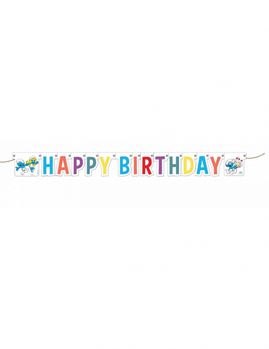 Banner carton Happy Birthday Strumfi 19 x 190 cm