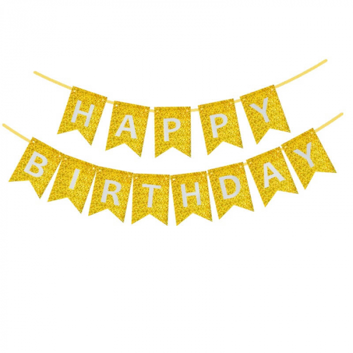 Banner Happy Birthday carton auriu [1]