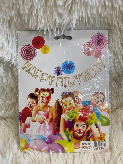 Banner Happy Birthday contur argintiu 16.5 x 11.5 cm [4]