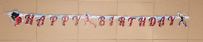 Banner Happy Birthday Miraculous / Buburuza 170 cm x 12 cm [2]