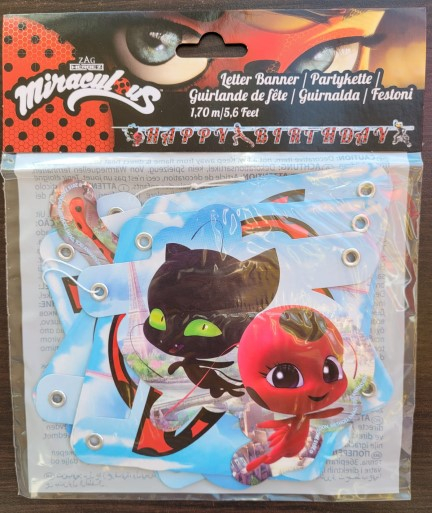 Banner Happy Birthday Miraculous / Buburuza 170 cm x 12 cm [3]