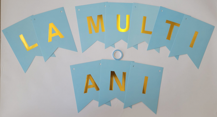 Banner La multi ani carton albastru deschis 150 x 12 cm [2]