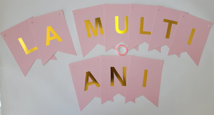 Banner La multi ani carton roz deschis 150 x 12 cm [2]