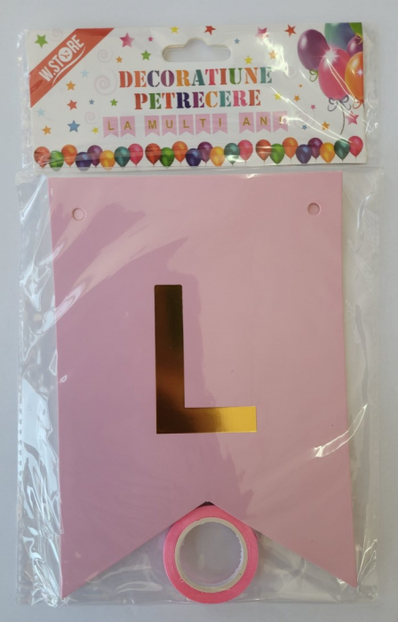Banner La multi ani carton roz deschis 150 x 12 cm [3]