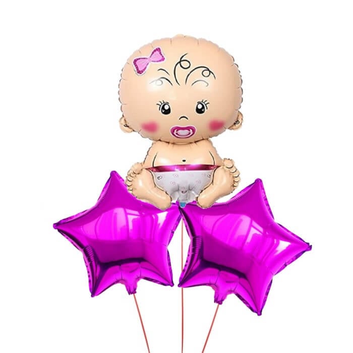 Buchet 3 baloane cu heliu bebe fata