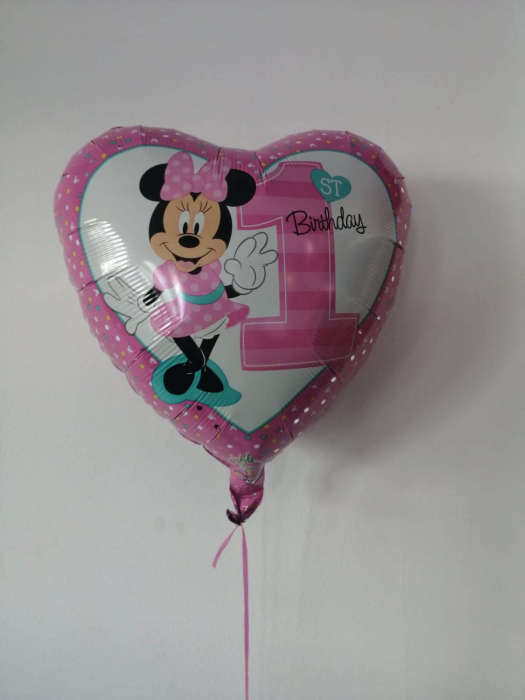 Buchet 5 baloane folie Minnie Mouse prima aniversare 1 an [3]