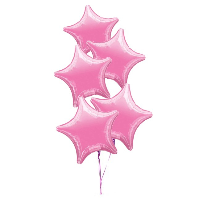 Buchet 5 stele roz deschis cu heliu 43 cm