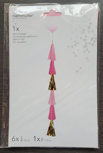 Coada de balon hartie pompoane roz cu auriu 70 cm [3]
