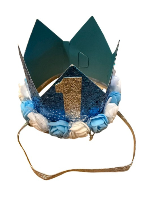 Coroana aniversare 1 an albastru si argintiu 7.5 cm [1]