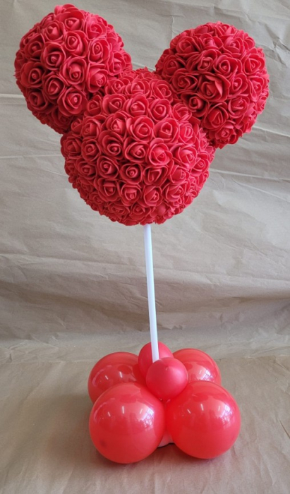 Cap ursulet trandafiri spuma tip buchet rosu 35 cm [2]