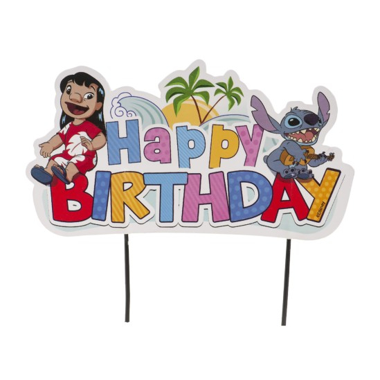 Decor tort carton Happy Birthday Stitch 8 x 15 cm [1]