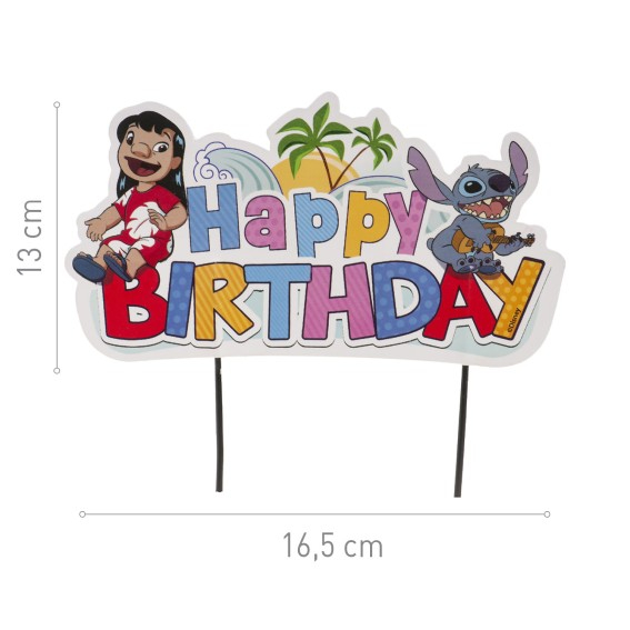 Decor tort carton Happy Birthday Stitch 8 x 15 cm [6]