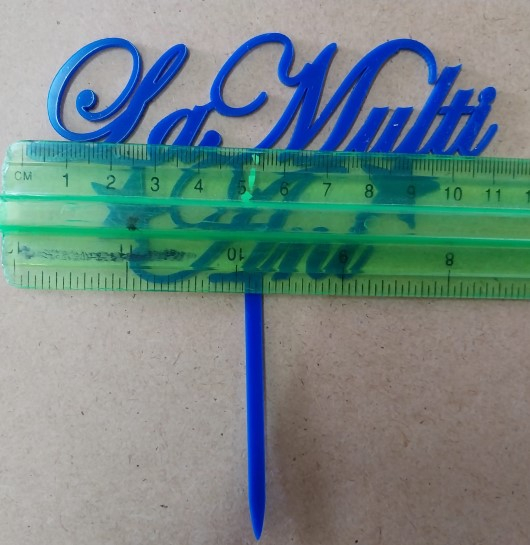 Decor tort La multi ani cu 2 stele 6 * 10 cm albastru [5]