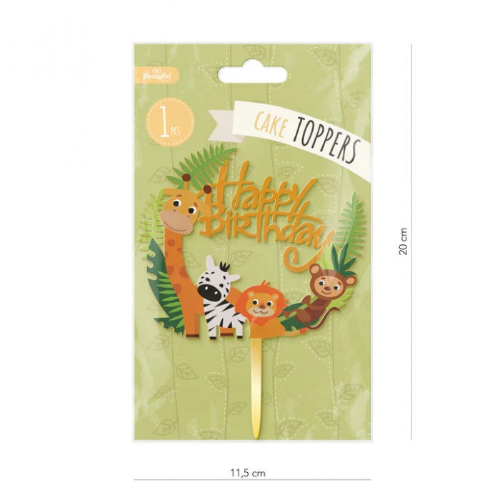 Decor tort plastic Happy Birthday zoo 10 cm [3]