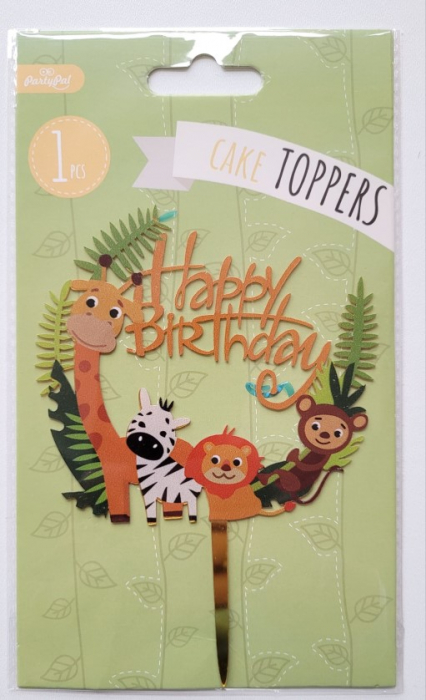 Decor tort plastic Happy Birthday zoo 10 cm [4]