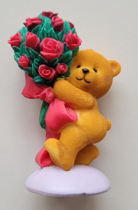 Decor tort rasina ursulet cu trandafiri 7 cm [2]