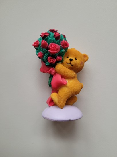 Decor tort rasina ursulet cu trandafiri 7 cm [3]