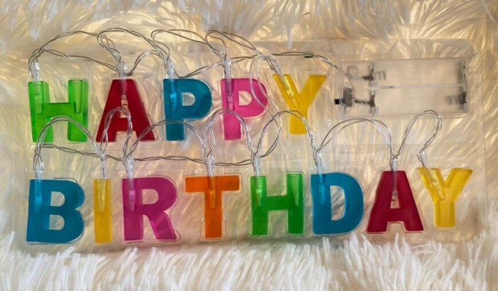 Decoratiune petrecere Happy Birthday luminat 1m [3]