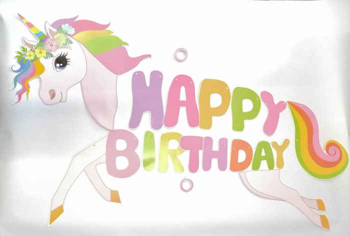 Ghirlanda / banner Happy Birthday unicorn 100 x 70cm [2]