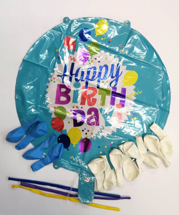 Kit decor pilon Happy Birthday aniversare albastru [2]