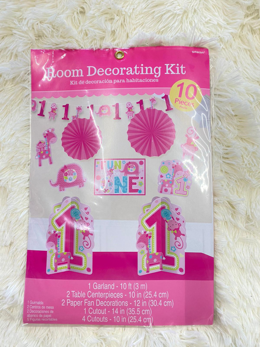 Kit decoratiuni carton camera 1 an fetita 10 buc [10]