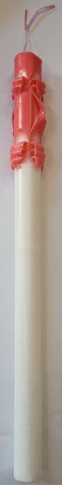 Lumanare botez/ cununie sculptata manual alba 4,6 x 60cm [2]