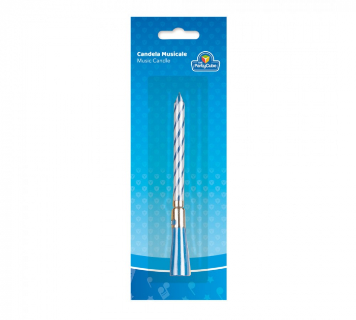 Lumanare muzicala albastra 12 cm [5]