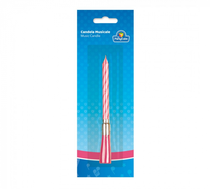 Lumanare muzicala roz 12 cm [5]