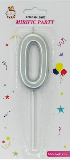 Lumanare tort cifra 0 argintiu metalic 7 cm [2]
