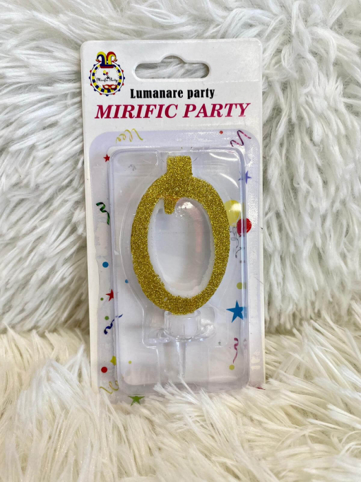 Lumanare tort cifra 0 auriu 7 cm [2]