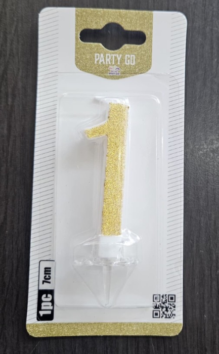 Lumanare tort cifra 1 auriu 7 cm [3]